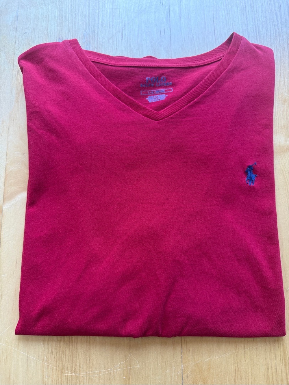 Polo Ralph Lauren T Shirt Mens Large Red V Neck Cotton Pony Logo Casual